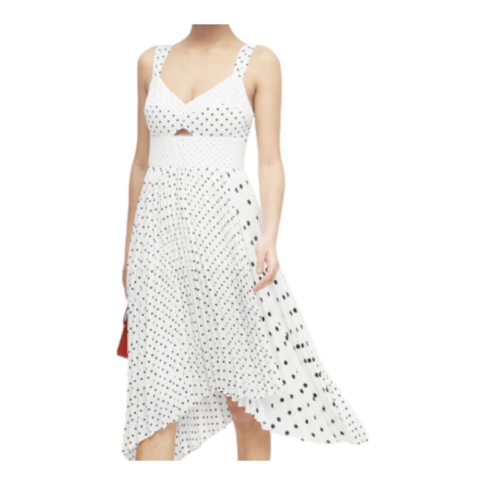 BANANA REPUBLIC‎ POLKA DOT PLEATED SLEEVELESS MIDI DRESS SIZE 14 NWT